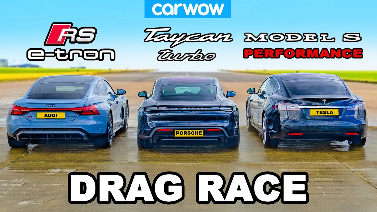 Audi RS e-tron GT v Porsche Taycan v Tesla Model S: DRAG RACE