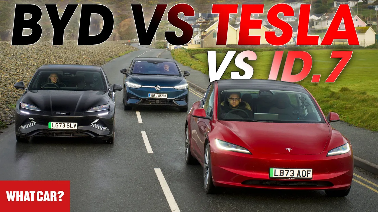 NEW BYD Seal vs Tesla Model 3 vs VW ID.7 – best EV? | Road trip costs compared! | What Car?