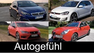 Best HotHatch comparison test Volkswagen Golf GTI vs Seat Leon Cupra Peugeot 308GT Alfa Giulietta QV