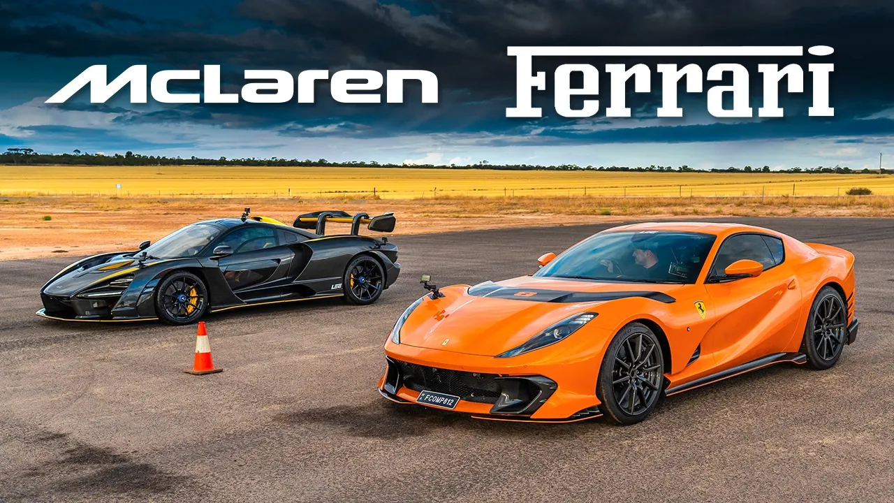 Ferrari vs McLaren DRAG/ROLLING RACE! Senna vs 812 Competizione