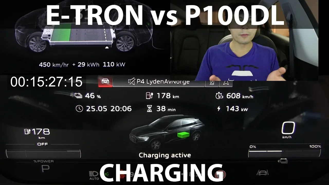 e-tron vs P100DL charging commentary