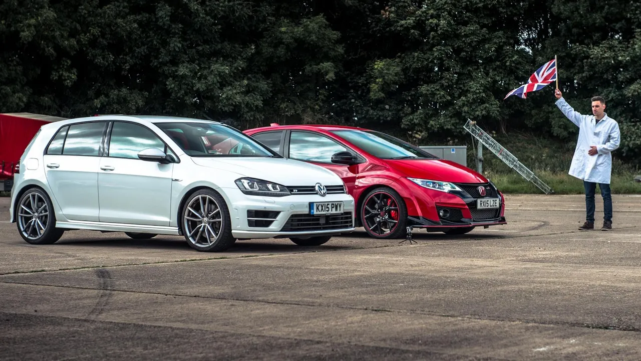 Honda Civic Type R vs VW Golf R | Top Gear: Drag Races