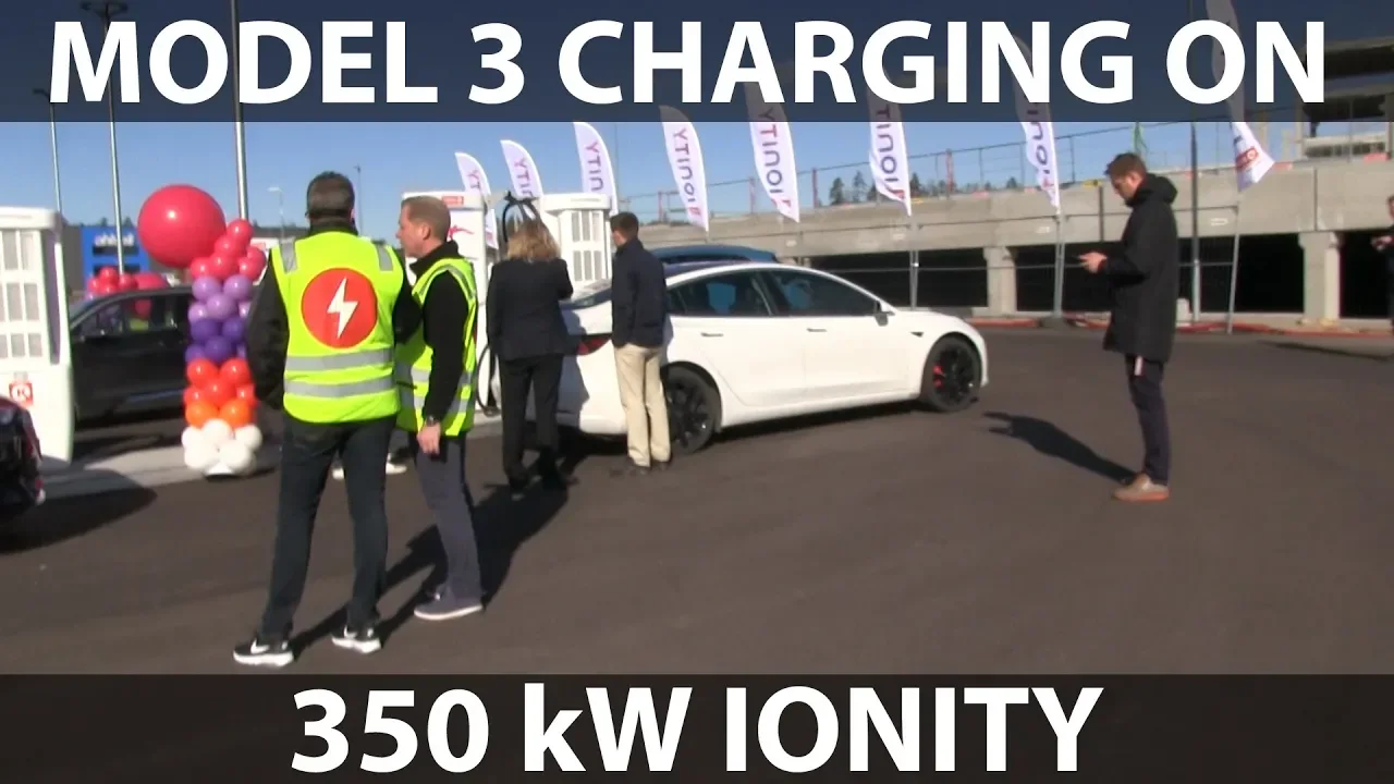 Model 3 charging on Ionity's 350 kW