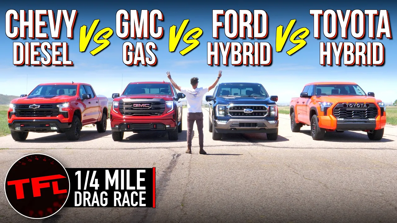Chevy vs Ford vs Toyota vs GMC Drag Race - This Is Much Closer Than You Think!