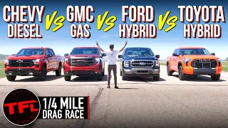 Chevy vs Ford vs Toyota vs GMC Drag Race - This Is Much Closer Than You Think!