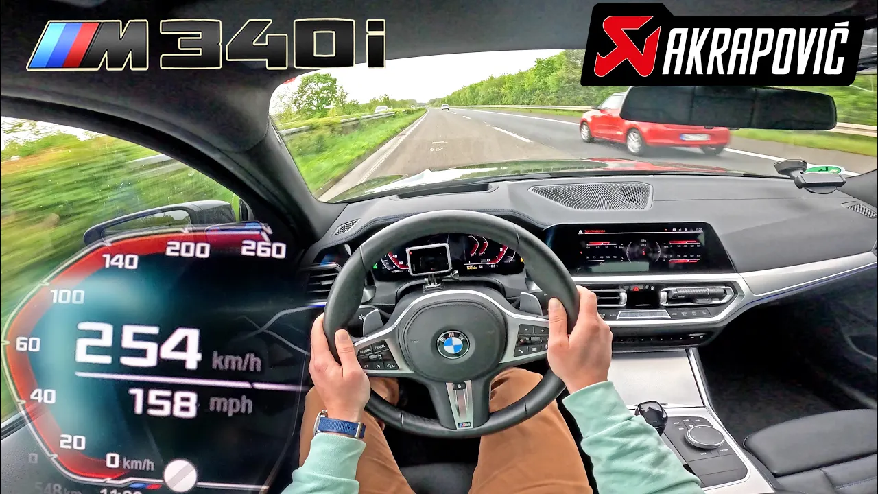 BMW M340i with AKRAPOVIC does TOP SPEED on AUTOBAHN!