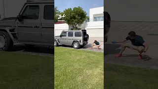 Nate thinks he's the world's strongest man 😂 #cars #funny #challenge
