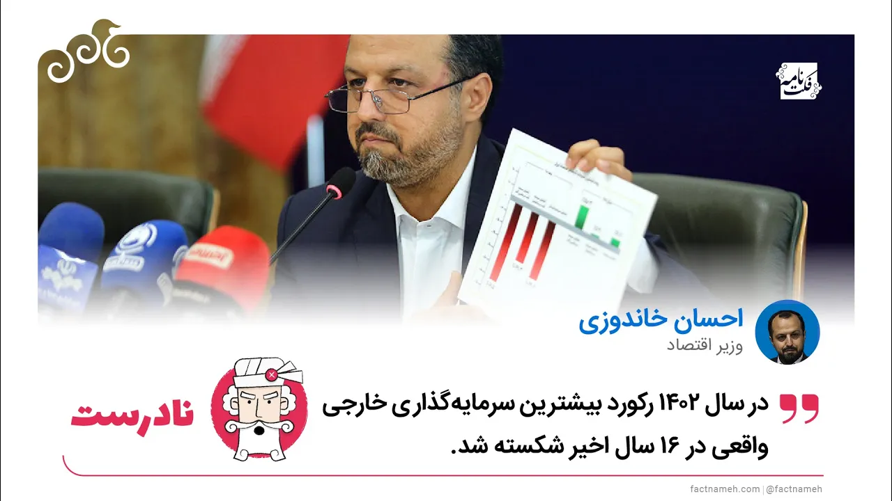 ادعای نادرست وزیر اقتصاد درباره رکوردشکنی سرمایه‌گذاری خارجی در سال ۱۴۰۲