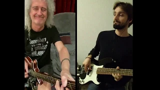 JamWithBri Playing We Are The Champions on bass with Brian May
