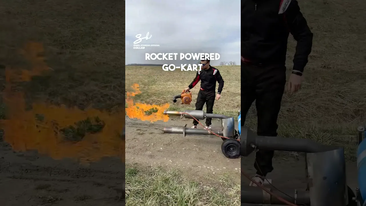 Who knew a leaf blower had this much potential…🤣 #rocket #fire #vehicle