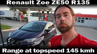Renault Zoe ZE50 R135 - Range at Topspeed 145kmh