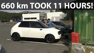 Honda e 660 km road trip in one day
