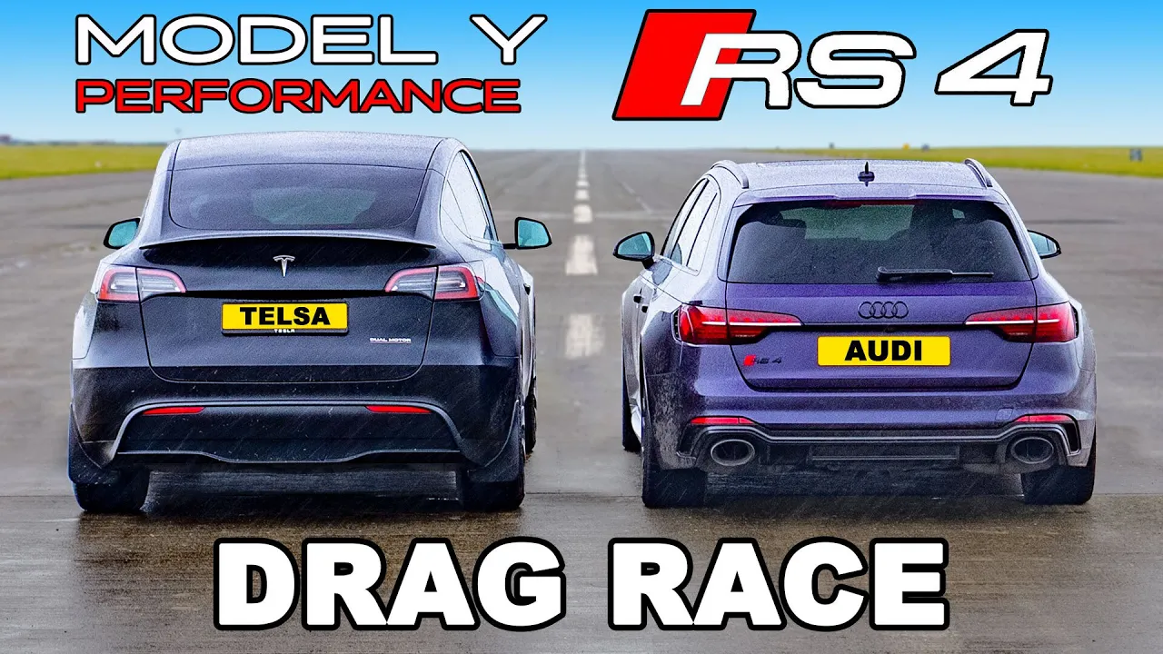 Audi RS4 v Tesla Model Y: DRAG RACE