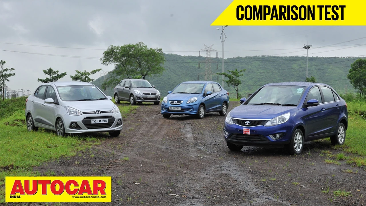 Tata Zest vs Maruti Dzire vs Honda Amaze vs Hyundai Xcent | Comparison Test | Autocar India