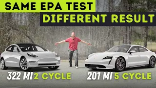 I Explain Why EVs Have Similar Range Despite Different EPA Ratings! Tesla Model 3 vs Porsche Taycan