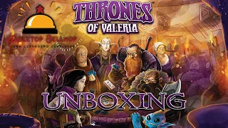 Thrones of Valeria Unboxing, a small box six player trick taking card game in the Valeria universe