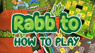 Rabbito - how to play in 4 minutes - a wooden bunny board game for pushy rabbits for 2-4 players