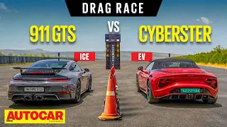 Drag Race: Porsche 911 GTS vs MG Cyberster - Is 500hp EV = 500hp ICE? | Autocar India