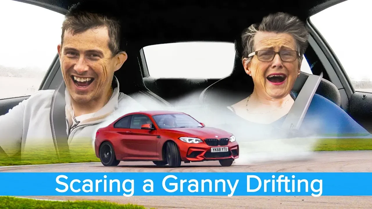 Hilarious - my 70 year old mom reacts to BMW M2 drifting... then tries to drift herself!